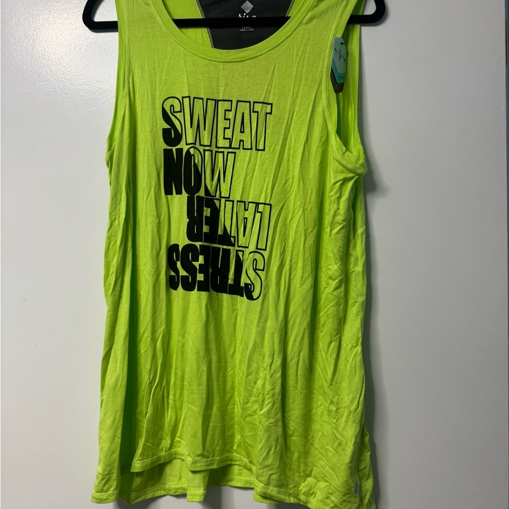 Neon Green Lularoe Rise Strong 💪 Graphic Tank Top